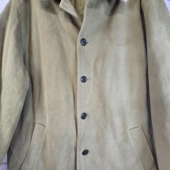 J CREW BARN STYLR JACKET SIZE LARGE DRAB GREEN LINED BUTTON-UP BARN COAT EUC - Picture 2 of 11